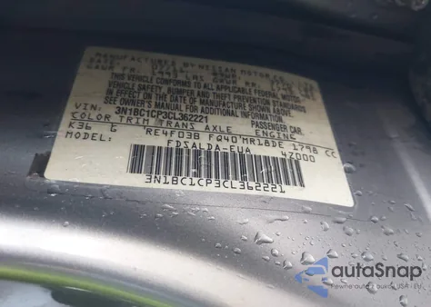 2012 Nissan Versa 1.8 S z USA, uszkodzony, nr VIN 3N1BC1CP3CL362221